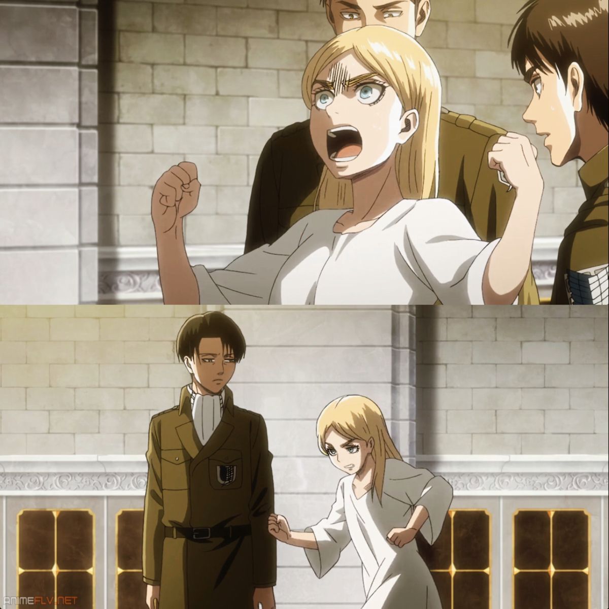 How did Levi react when Historia hit him?